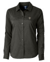 New Orleans Saints Cutter & Buck Versatech Geo Dobby Stretch Womens Long Sleeve Dress Shirt Black Mannequin Thumbnail Image