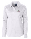 Pittsburgh Steelers Cutter & Buck Versatech Geo Dobby Stretch Womens Long Sleeve Dress Shirt White/Black Mannequin Thumbnail Image