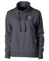 Las Vegas Raiders Cutter & Buck Saturday Cotton Blend Womens Funnel Neck Sweatshirt Charcoal Heather Mannequin Thumbnail Image