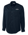 Seattle Seahawks Cutter & Buck Epic Easy Care Fine Twill Mens Big and Tall Dress Shirt Navy Blue Mannequin Thumbnail Image