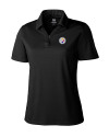Pittsburgh Steelers Cutter & Buck Genre Textured Solid Womens Polo Black Mannequin Thumbnail Image
