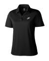 Philadelphia Eagles Cutter & Buck Genre Textured Solid Womens Polo Black Mannequin Thumbnail Image
