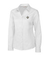 New Orleans Saints Cutter & Buck Epic Easy Care Fine Twill Womens Long Sleeve Dress Shirt White Mannequin Thumbnail Image