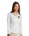 Minnesota Vikings Cutter & Buck Epic Easy Care Fine Twill Womens Long Sleeve Dress Shirt White Front Thumbnail Image