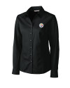 Pittsburgh Steelers Cutter & Buck Epic Easy Care Fine Twill Womens Long Sleeve Dress Shirt Black Mannequin Thumbnail Image