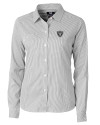 Las Vegas Raiders Cutter & Buck Versatech Pinstripe Stretch Womens Long Sleeve Dress Shirt Black Mannequin Thumbnail Image