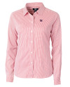 New York Giants Cutter & Buck Versatech Pinstripe Stretch Womens Long Sleeve Dress Shirt Red Mannequin Thumbnail Image