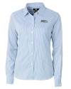 Seattle Seahawks Cutter & Buck Versatech Pinstripe Stretch Womens Long Sleeve Dress Shirt Indigo Mannequin Thumbnail Image