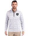 Las Vegas Raiders Cutter & Buck Traverse Stretch Eco Camo Print Quarter Zip Mens Pullover Charcoal Front Thumbnail Image
