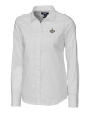 New Orleans Saints Cutter & Buck Stretch Oxford Womens Long Sleeve Dress Shirt White Mannequin Thumbnail Image