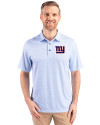 New York Giants Cutter & Buck Pike Double Dot Print Stretch Mens Polo Tour Blue Front Thumbnail Image