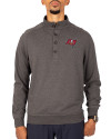 Tampa Bay Buccaneers Cutter & Buck Saturday Cotton Blend Mens Mock Pullover Sweatshirt Charcoal Heather Front Thumbnail Image