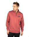 San Francisco 49ers Cutter & Buck Shoreline Heathered Quarter Zip Mens Pullover Cardinal Red Heather Front Thumbnail Image