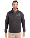 Seattle Seahawks Cutter & Buck Mainsail Sweater-Knit Mens Half Zip Pullover Jacket Charcoal Heather Front Thumbnail Image