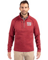 New York Giants Cutter & Buck Mainsail Sweater-Knit Mens Half Zip Pullover Jacket Cardinal Red Heather Front Thumbnail Image
