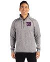 New York Giants Cutter & Buck Mainsail Sweater-Knit Mens Half Zip Pullover Jacket Polished Heather Front Thumbnail Image