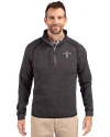 New Orleans Saints Cutter & Buck Mainsail Sweater-Knit Mens Half Zip Pullover Jacket Charcoal Heather Front Thumbnail Image