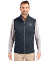 Tennessee Titans Cutter & Buck Mainsail Sweater-Knit Mens Full Zip Vest Liberty Navy Heather Front Thumbnail Image