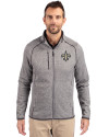 New Orleans Saints Cutter & Buck Mainsail Sweater-Knit Mens Full Zip Jacket Polished Heather Front Thumbnail Image