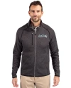 View image 1: Seattle Seahawks Cutter & Buck Mainsail Sweater-Knit Mens Full Zip Jacket Charcoal Heather Front