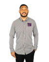 New York Giants Cutter & Buck Versatech Multi Check Stretch Mens Long Sleeve Dress Shirt Black Front Thumbnail Image