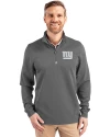 New York Giants Cutter & Buck Traverse Stretch Eco Quarter Zip Mens Big and Tall Pullover Elemental Grey Front Thumbnail Image