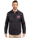 New York Giants Cutter & Buck Rainier PrimaLoft® Mens Big and Tall Eco Insulated Quilted Shirt Jacket Black Front Thumbnail Image