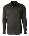 New Orleans Saints Cutter & Buck Versatech Geo Dobby Stretch Mens Long Sleeve Dress Shirt Black Mannequin Thumbnail Image