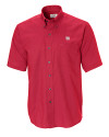 New York Giants Cutter & Buck Epic Easy Care Nailshead Mens Big and Tall Short Sleeve Dress Shirt Cardinal Red Mannequin Thumbnail Image