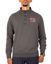 New York Giants Cutter & Buck Saturday Cotton Blend Mens Big and Tall  Mock Pullover Sweatshirt Charcoal Heather Front Thumbnail Image