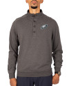 Philadelphia Eagles Cutter & Buck Saturday Cotton Blend Mens Big and Tall  Mock Pullover Sweatshirt Charcoal Heather Front Thumbnail Image