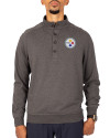 Pittsburgh Steelers Cutter & Buck Saturday Cotton Blend Mens Big and Tall  Mock Pullover Sweatshirt Charcoal Heather Front Thumbnail Image