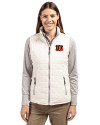 Cincinnati Bengals Cutter & Buck Rainier PrimaLoft® Womens Eco Insulated Full Zip Puffer Vest Coconut Front Thumbnail Image