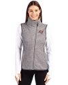 View image 4: Tampa Bay Buccaneers Cutter & Buck Mainsail Sweater-Knit Womens Full Zip Asymmetrical Vest Polished Heather Front
