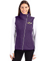 Baltimore Ravens Cutter & Buck Mainsail Sweater-Knit Womens Full Zip Asymmetrical Vest College Purple Heather Front Thumbnail Image