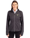 New Orleans Saints Cutter & Buck Mainsail Full Zip Hooded Womens Jacket Charcoal Heather Front Thumbnail Image