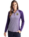 Minnesota Vikings Cutter & Buck Forge Tonal Stripe Stretch Half Zip Womens Top College Purple Front Thumbnail Image