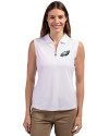 Philadelphia Eagles Cutter & Buck Forge Stretch Womens Sleeveless Polo White Front Thumbnail Image
