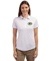 Green Bay Packers Cutter & Buck Prospect Eco Textured Stretch Recycled Womens Short Sleeve Polo White Front Thumbnail Image