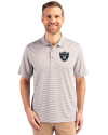Las Vegas Raiders Cutter & Buck Forge Tonal Stripe Stretch Mens Big and Tall Polo Polished Medium Gray Front Thumbnail Image