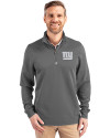 New York Giants Cutter & Buck Traverse Stretch Eco Quarter Zip Mens Pullover Elemental Grey Front Thumbnail Image