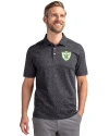 Las Vegas Raiders Cutter & Buck Advantage Tri-Blend Space Dye Mens Polo Dark Black Front Thumbnail Image