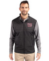 New York Giants Cutter & Buck Stealth Hybrid Quilted Mens Full Zip Windbreaker Jacket Black Front Thumbnail Image