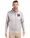 New York Giants Cutter & Buck Stealth Hybrid Quilted Mens Full Zip Windbreaker Jacket Polished Medium Gray Front Thumbnail Image