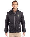 New Orleans Saints Cutter & Buck Rainier PrimaLoft®  Mens Big and Tall Eco Insulated Puffer Jacket Black Front Thumbnail Image