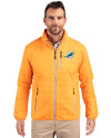 View image 7: Miami Dolphins Cutter & Buck Rainier Recycled Insulated Puffer Mens Big & Tall Full Zip Jacket Satsuma Front