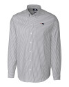 New England Patriots Cutter & Buck Stretch Oxford Stripe Mens Big and Tall Long Sleeve Dress Shirt Charcoal Mannequin Thumbnail Image