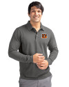 Cincinnati Bengals Cutter & Buck Advantage Eco Tri-Blend Pique Mens Big and Tall Long Sleeve Polo Elemental Grey Front Thumbnail Image