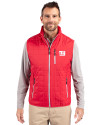 New York Giants Cutter & Buck Rainier Recycled Insulated Puffer Mens Big & Tall Full Zip Vest Red Front Thumbnail Image