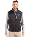 Detroit Lions Cutter & Buck Rainier PrimaLoft® Mens Big and Tall Eco Insulated Full Zip Puffer Vest Black Front Thumbnail Image